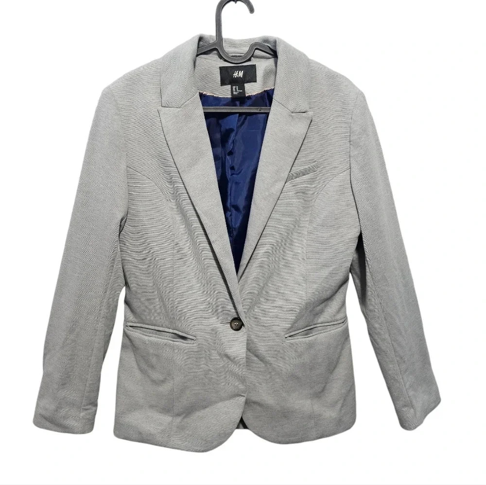 H&M Womens Light Gray‎ Blazer Size US12